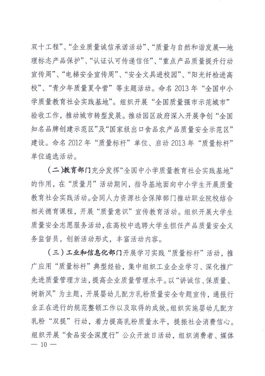 國(guó)家質(zhì)量監(jiān)督檢驗(yàn)檢疫總局、中共中央宣傳部等單位《關(guān)于開(kāi)展2013年全國(guó)&ldquo;質(zhì)量月&rdquo;活動(dòng)的通知》