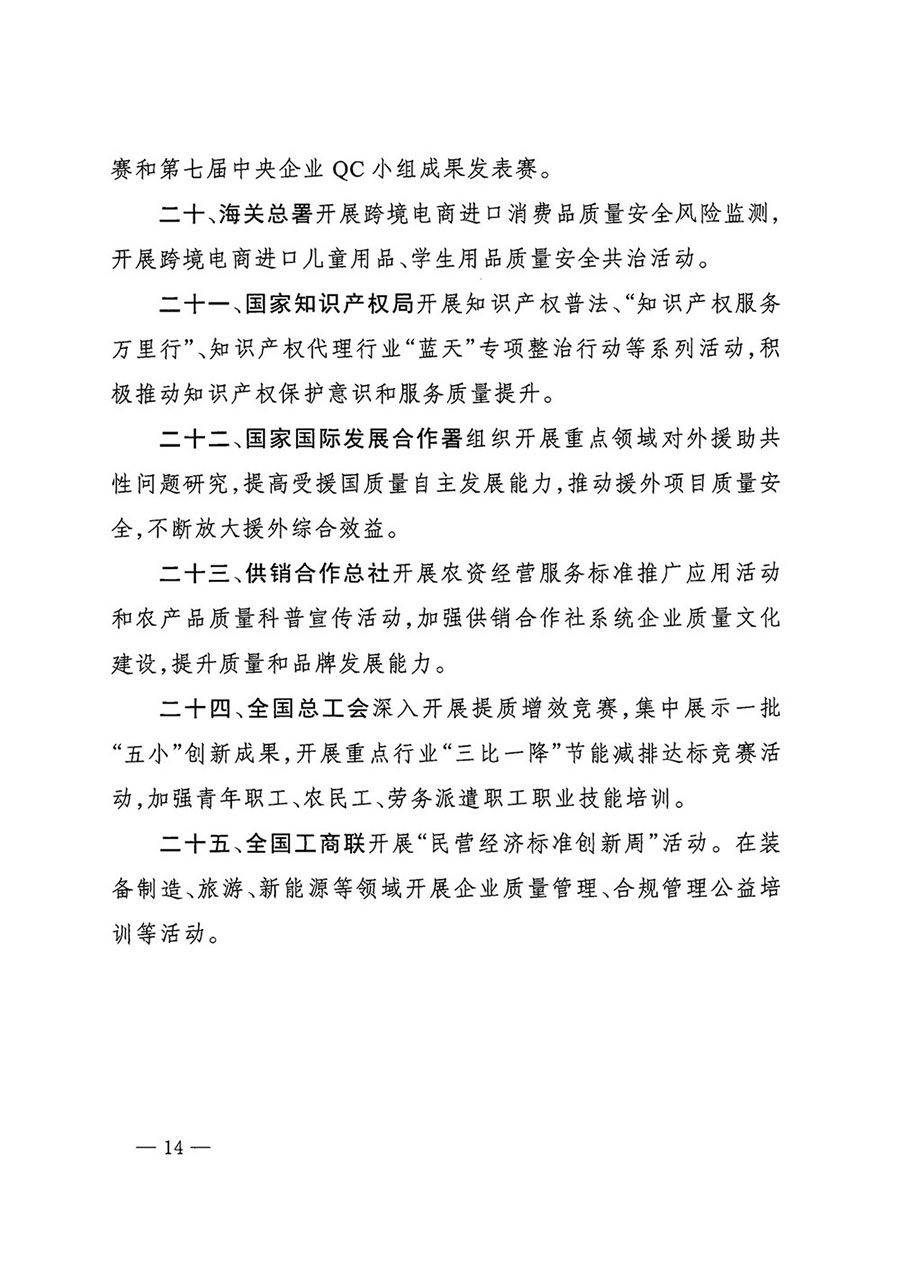 市場(chǎng)監(jiān)管總局等27個(gè)部門發(fā)布《關(guān)于開(kāi)展2024年全國(guó)&ldquo;質(zhì)量月&rdquo;活動(dòng)的通知》國(guó)市監(jiān)質(zhì)發(fā)〔2024〕74號(hào)